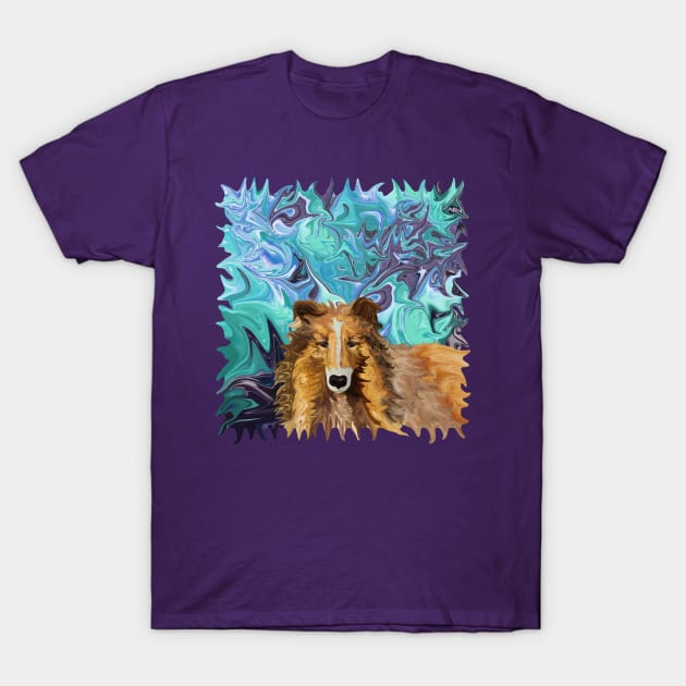 The Inquisitive Collie of the Psychedelic Dog Parade T-Shirt by distortionart